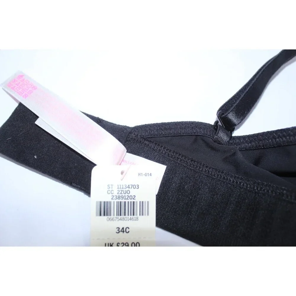 Pink By Victoria Secret 34 C Pink Black Solid‎ Lightly Padded Unwired NWT